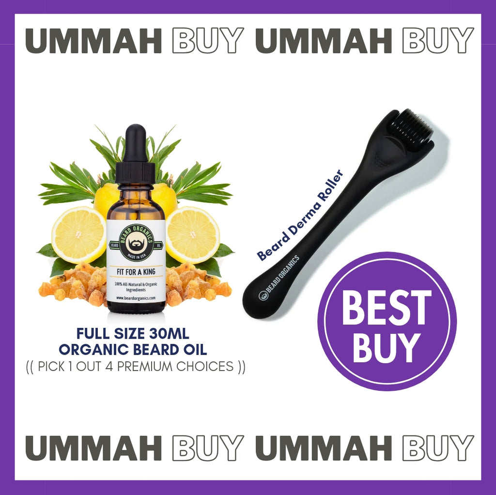 30ml Premium Organic Beard Oil with Derma Roller - Ummah Buy