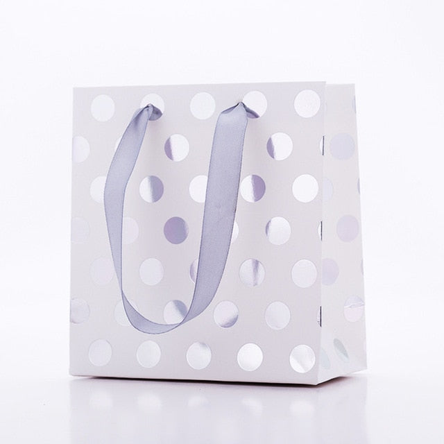 10PCS Silver Polka Dots Paper Bags